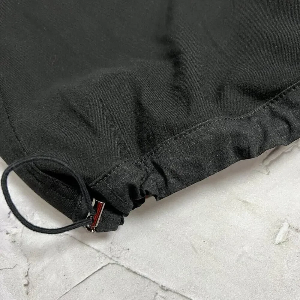 KUON Flannel Cargo Trousers Mens L Black Wide Leg Japan Utility BAGGY NWT